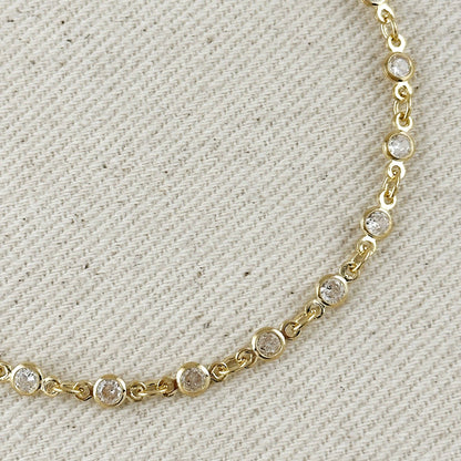 Round Bezel CZ Bracelet - 18k Gold Filled