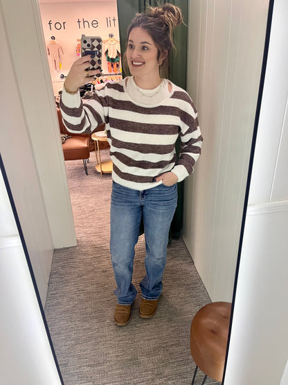 Codi Striped Sweater - Mocha/White