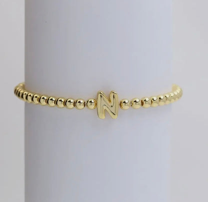 Initial Beaded Bracelet - Gold