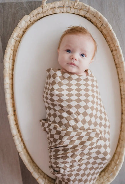 Brown Checkered Muslin Swaddle