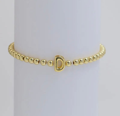 Initial Beaded Bracelet - Gold