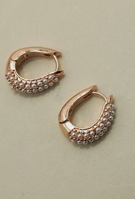 Pearl Hoops - Gold