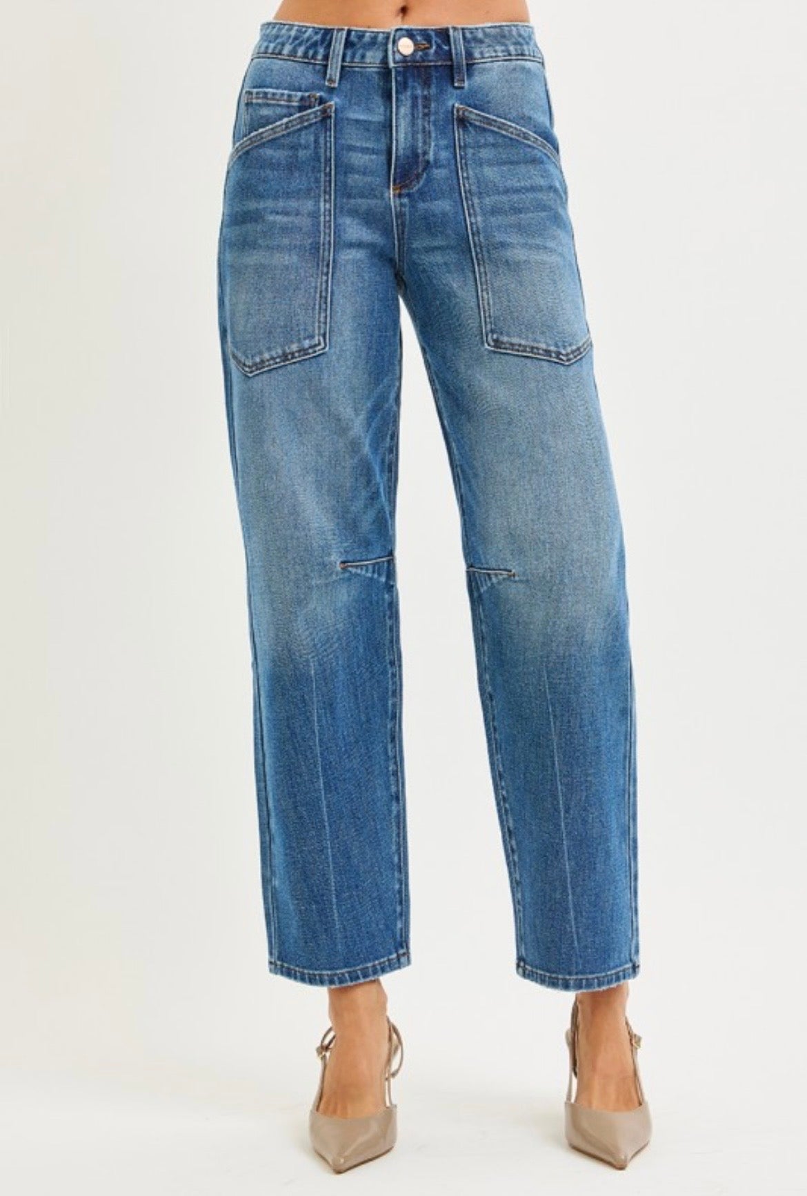 Madi Mid Rise Barrel Jeans