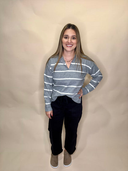 Lana Striped Sweater - Gray