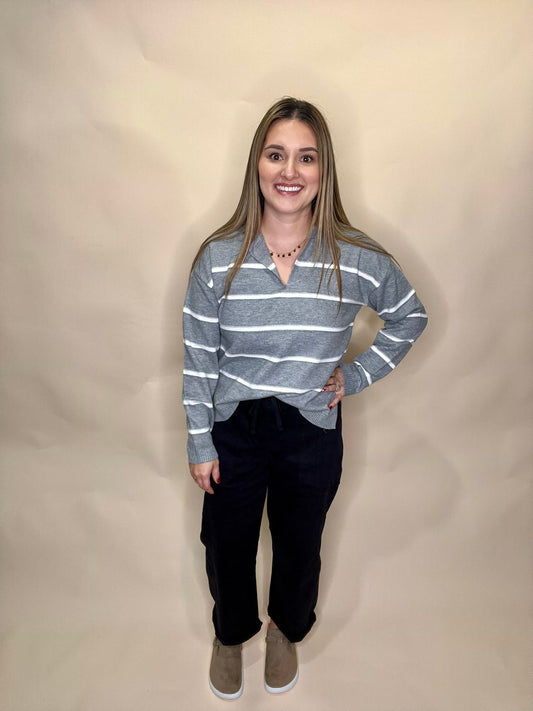 Lana Striped Sweater - Gray