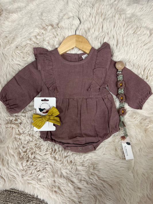 Linen Romper - Plum