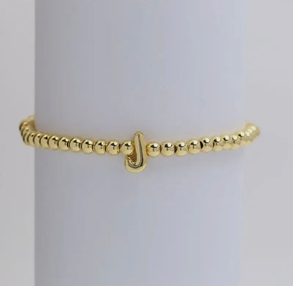 Initial Beaded Bracelet - Gold