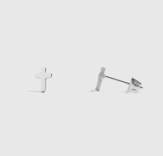 Stainless Steel Cross Stud Earrings