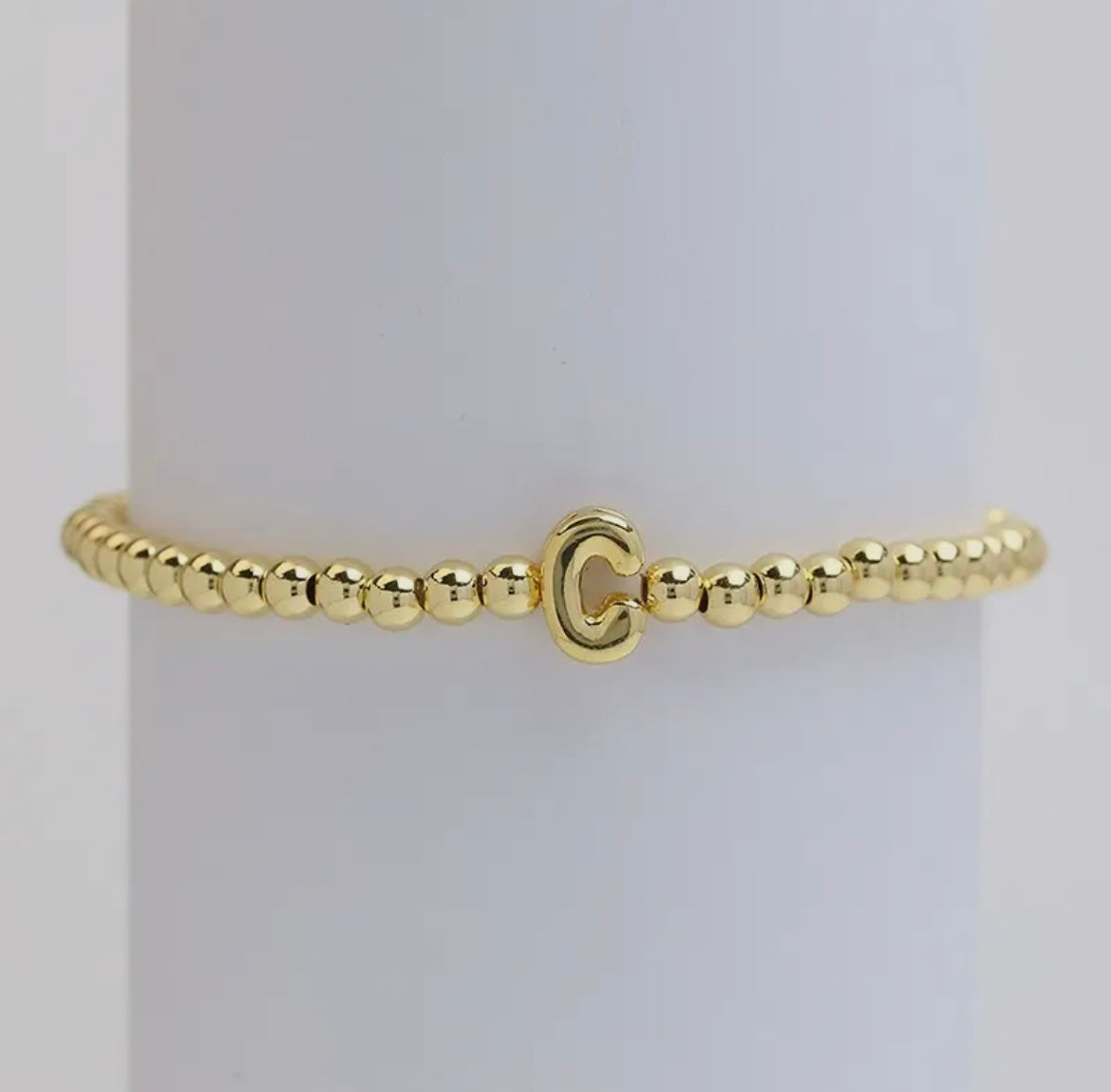 Initial Beaded Bracelet - Gold
