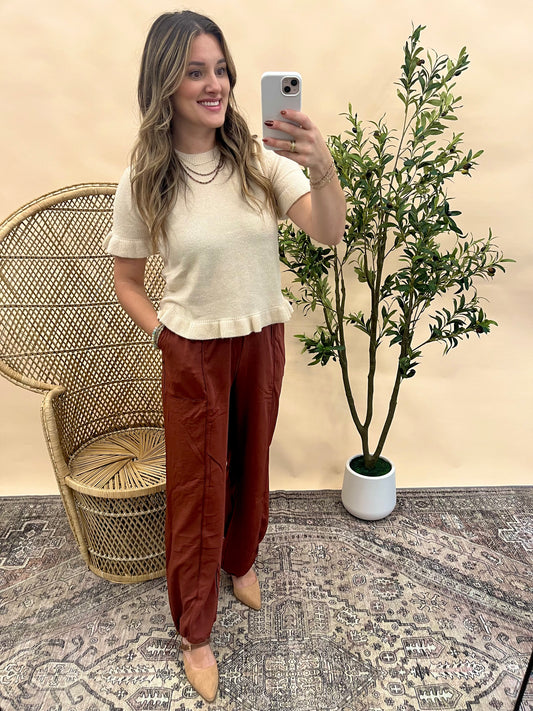 Serena Peplum Sweater - Cream