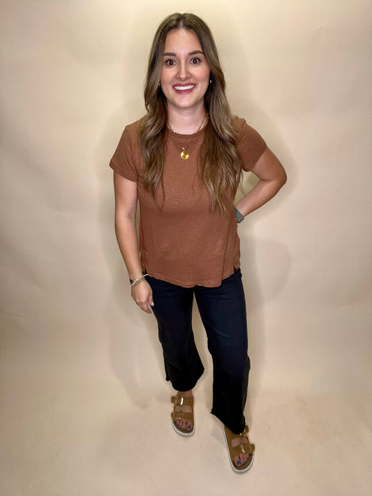 Lindy Linen Tee - Clay Brown