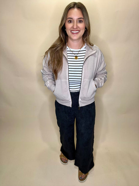 Mel Zip Up Sweatshirt - Stone