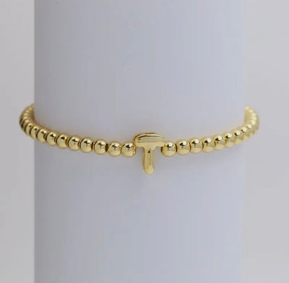 Initial Beaded Bracelet - Gold