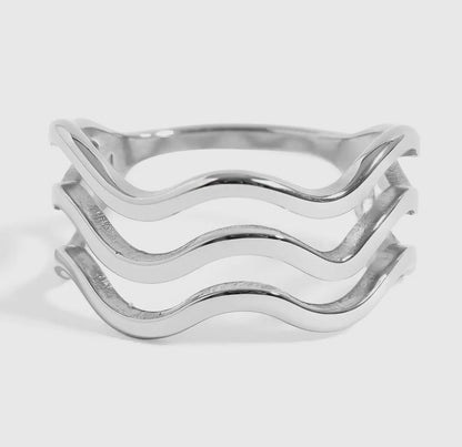Stainless Steel Triple Wave Ring