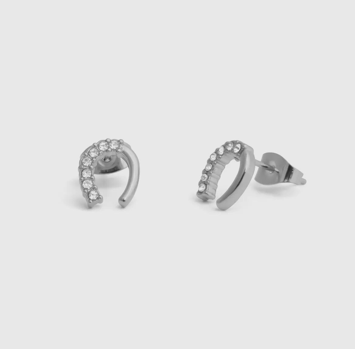 Horseshoe Stud Earrings - Silver