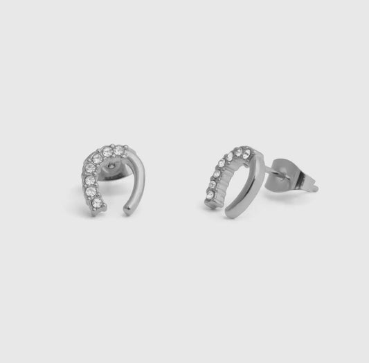 Horseshoe Stud Earrings - Silver
