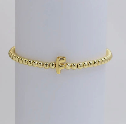 Initial Beaded Bracelet - Gold