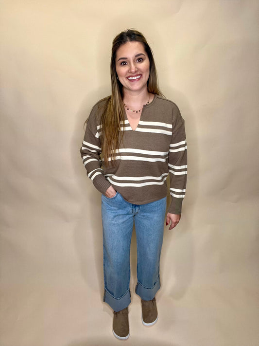 Lana Striped Sweater - Mocha