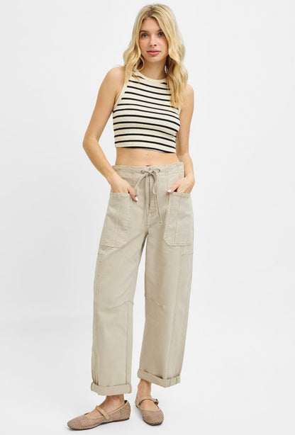 Luna Barrel Cargo Pants - Almond