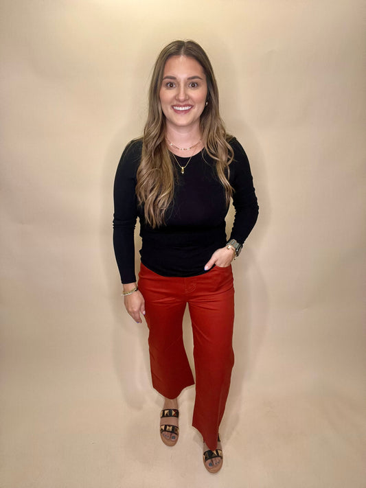 Harlow Cropped Leg Pants - Rust