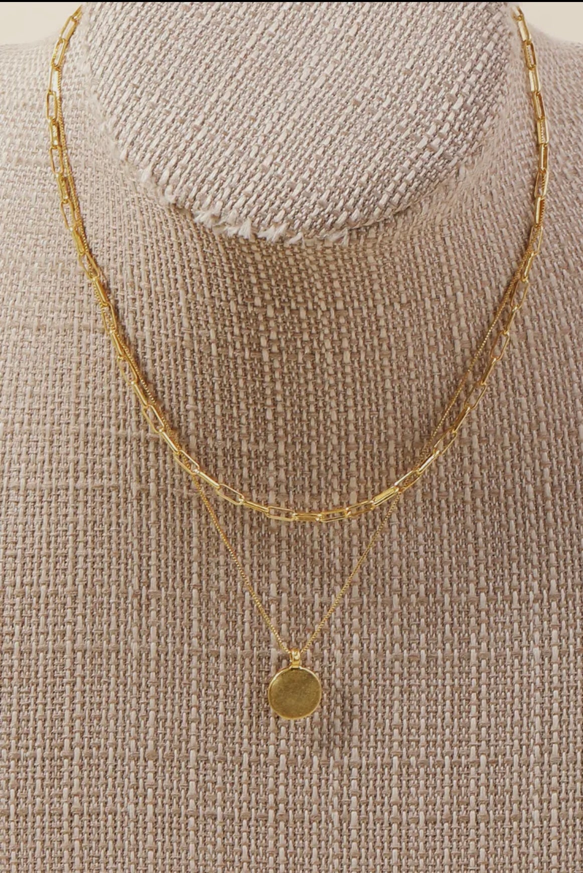 Coin Pendant Layer Necklace - Gold