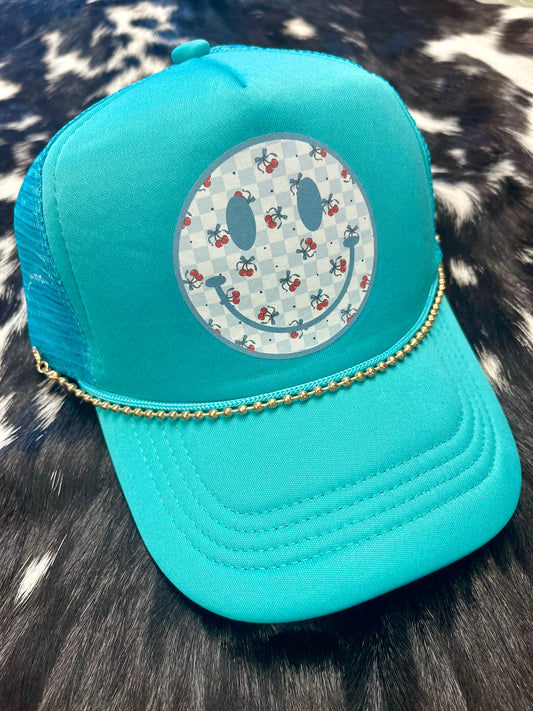 Smiling Face Hat - Turquoise