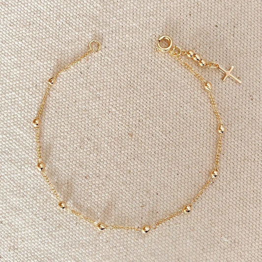Cross Chain Bracelet - 18k Gold