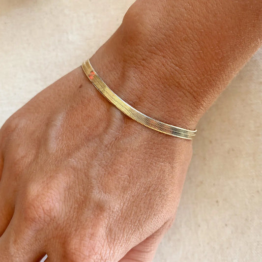 Herringbone Bracelet - 18k Gold
