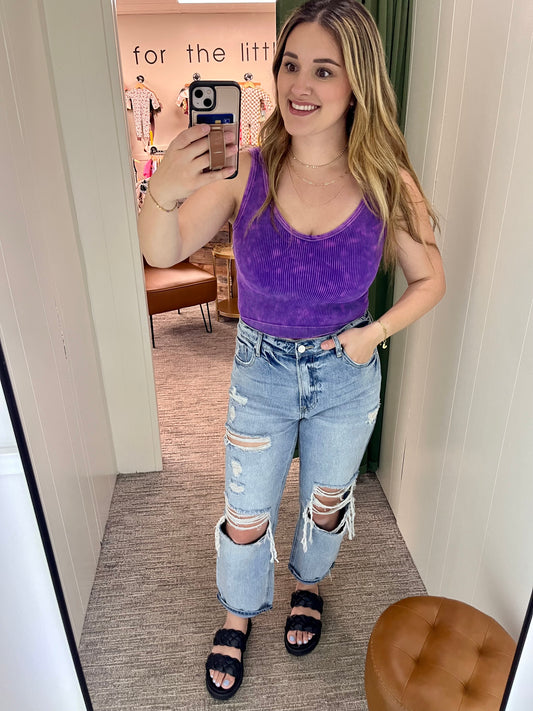Reversible Ribbed Tank - Purple