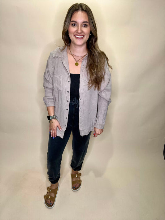 Tillie Button Up - Ash Mocha