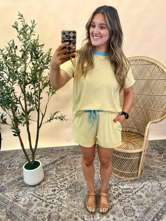 Marlie Knit Shorts - Yellow/Teal