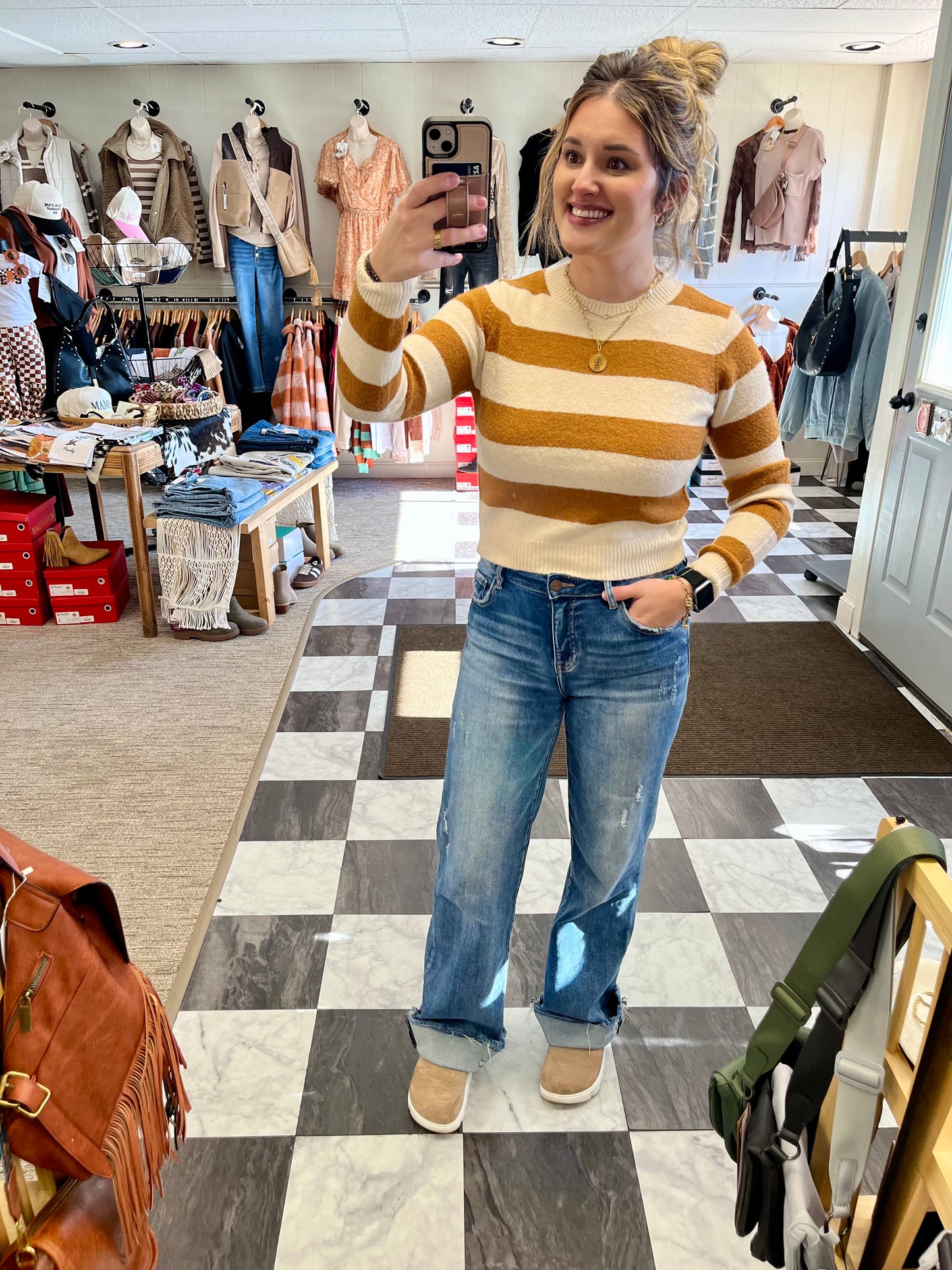 Brandi Sweater - Camel/Ivory