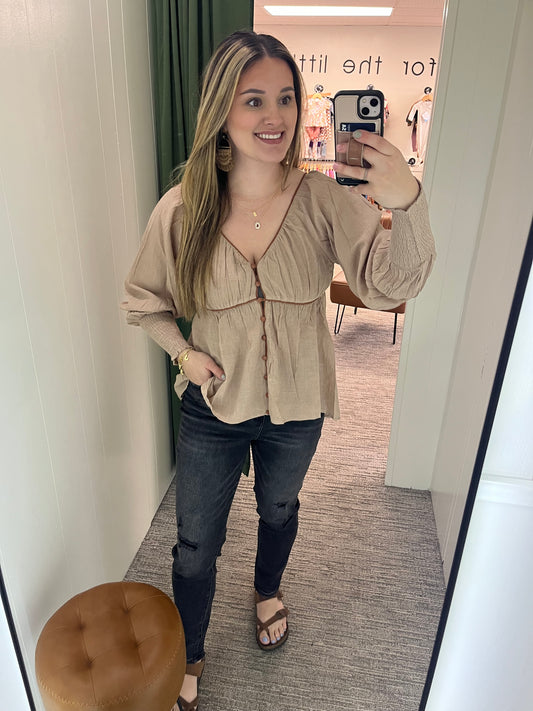 Thea Blouse - Taupe