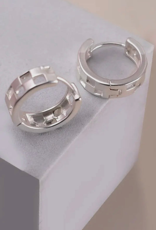 Cutout Checker Huggies - Matte Silver
