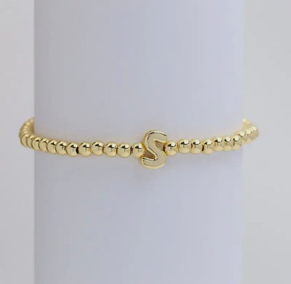 Initial Beaded Bracelet - Gold