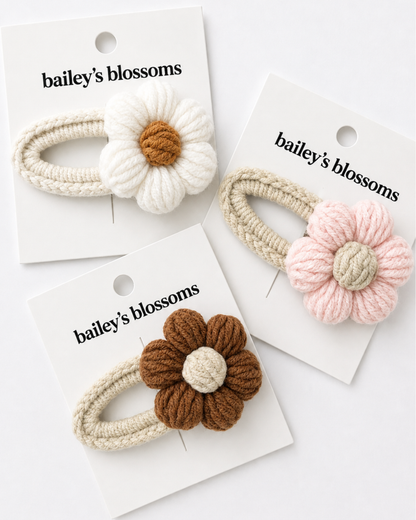 Crochet Daisy Clip - Pink