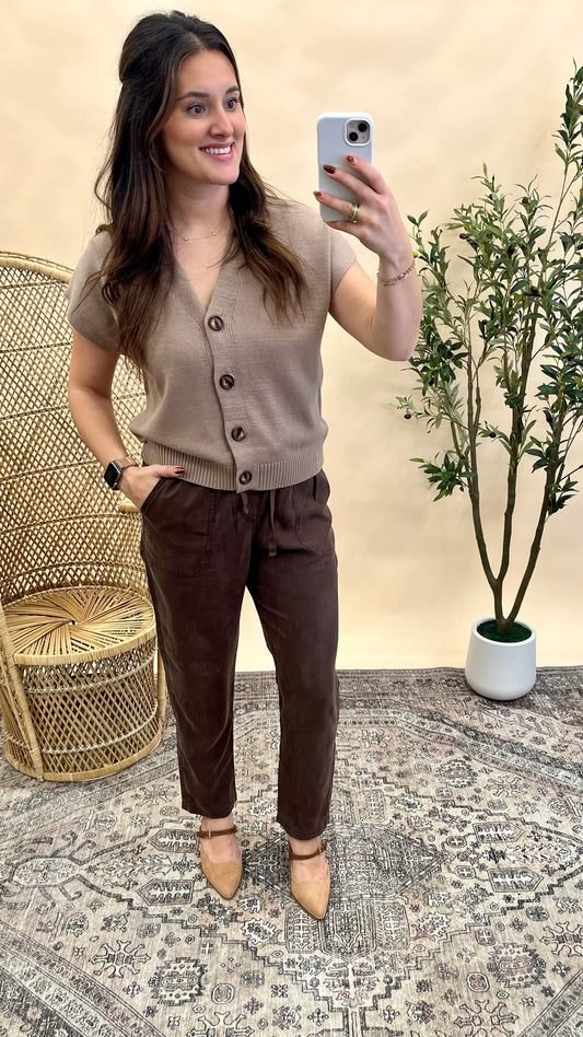 Tyra Tencel Tapered Pants - Chocolate