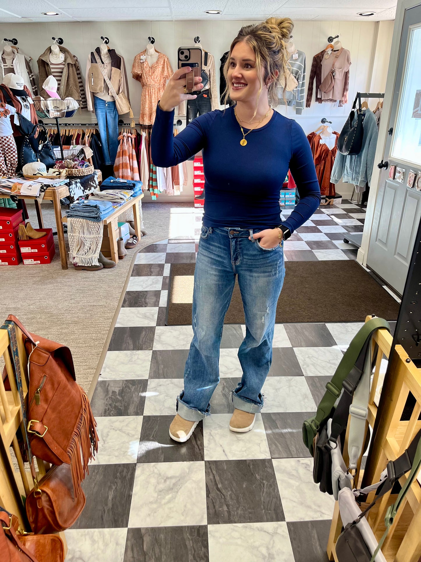 Elena Long Sleeve - Navy Blue