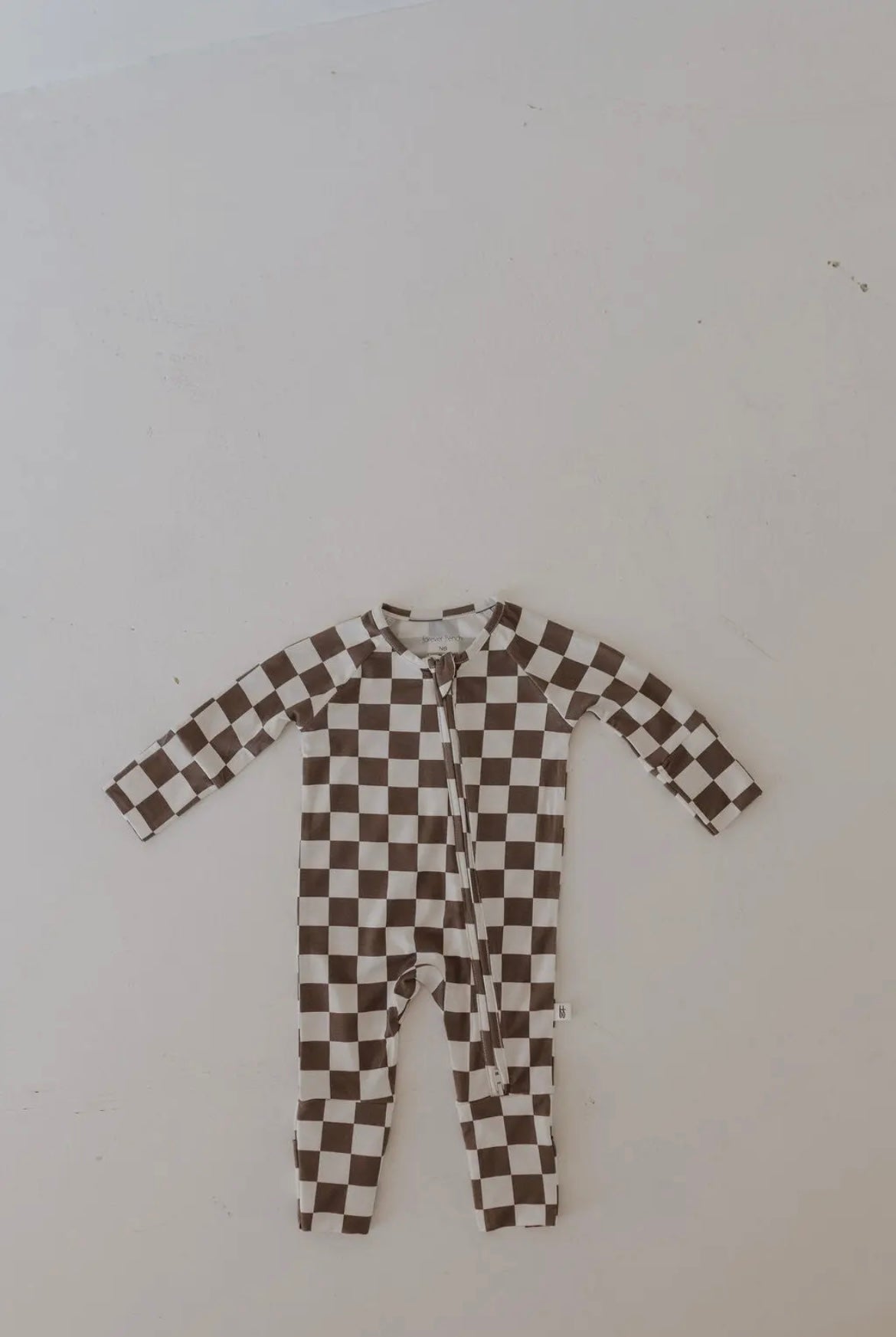 Brown Checkerboard Bamboo Zip Pjs