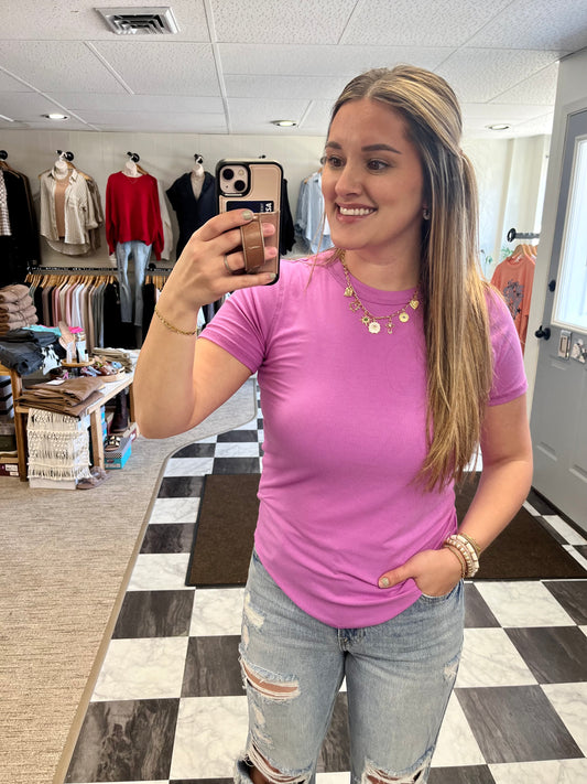 Regan Basic Tee - Bright Mauve