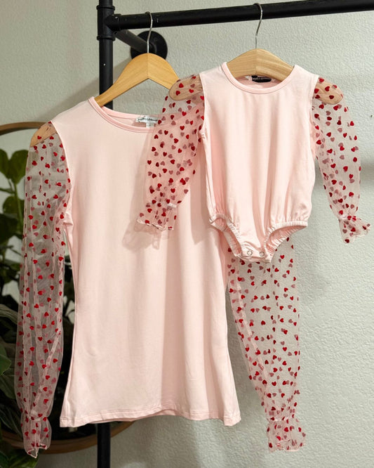 Destinee Sheer Sleeve Top & Leotard - Queen of Hearts