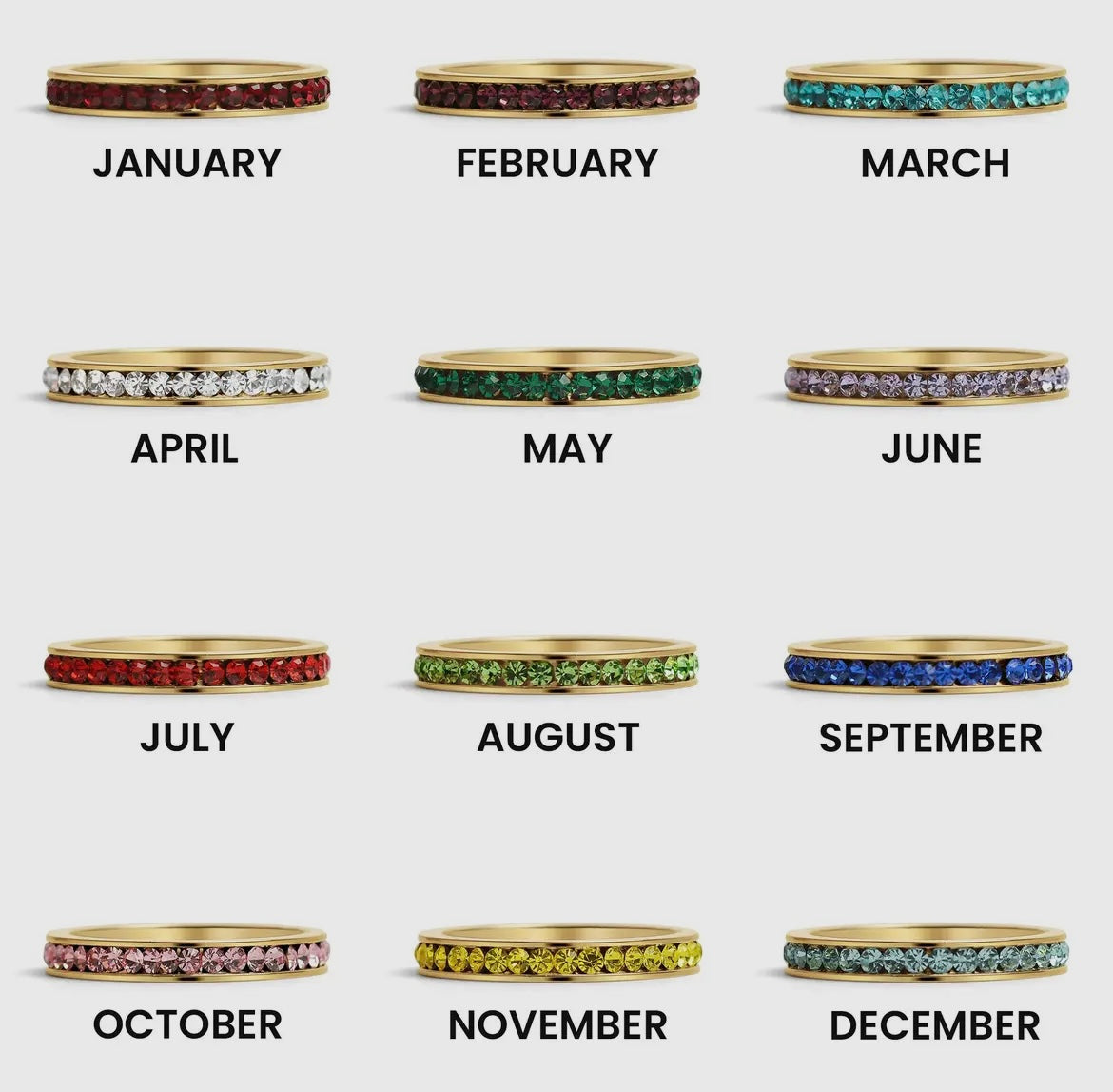 18K Gold Birthstone Eternity Ring