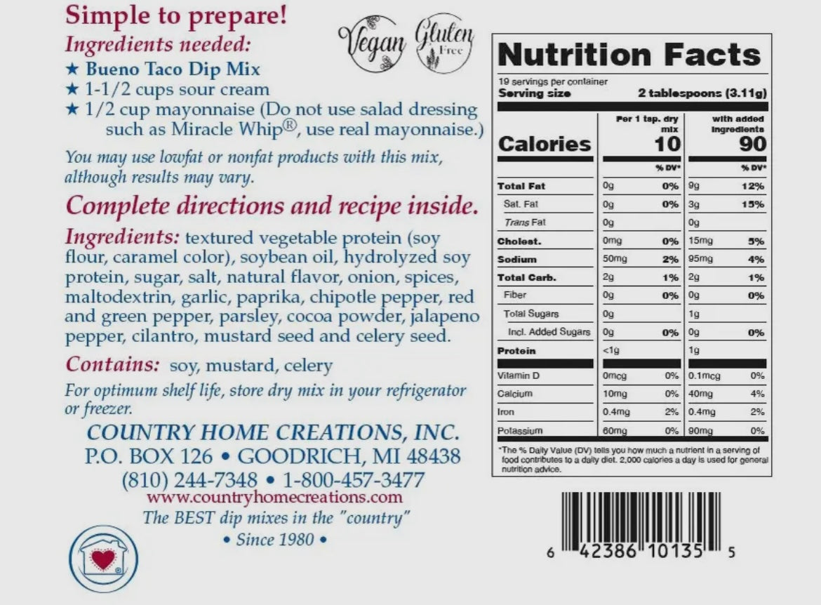 Bueno Taco Dip Mix