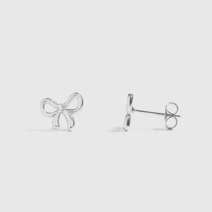 Bow Stud Earrings - Silver