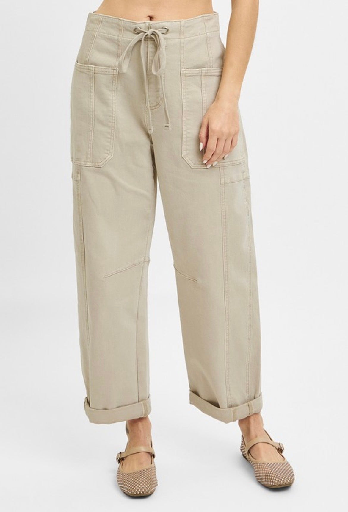 Luna Barrel Cargo Pants - Almond