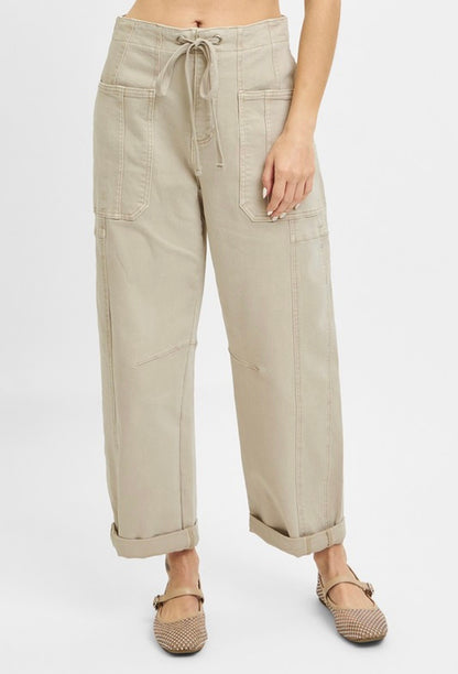 Luna Barrel Cargo Pants - Almond