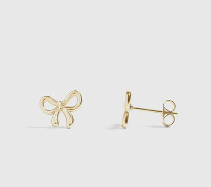 Bow Stud Earrings - Gold