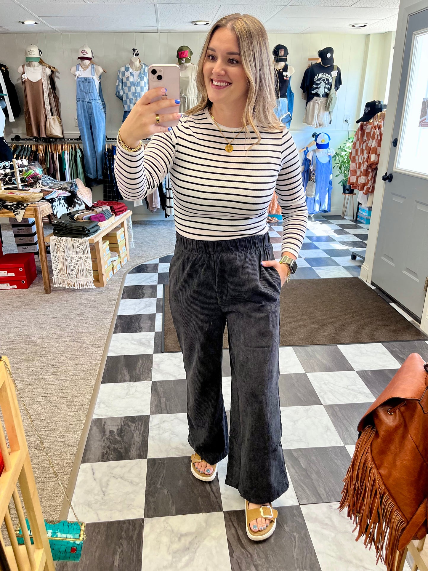 Lanae Striped Long Sleeve - White/Black