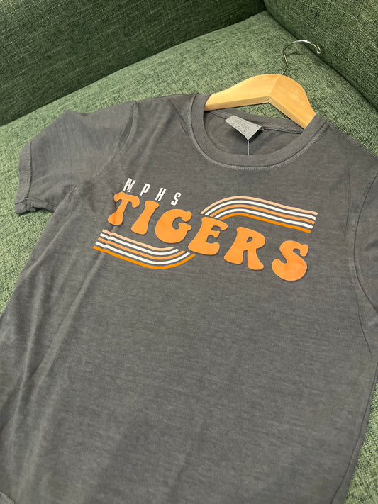 Tigers Retro Rainbow Tee - Dark Gray