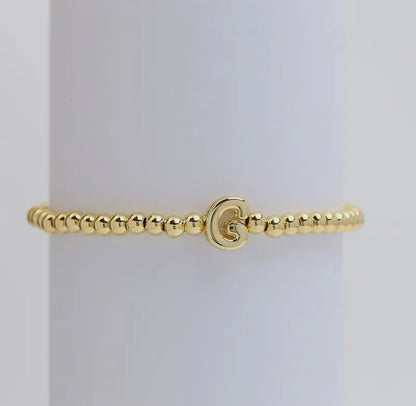 Initial Beaded Bracelet - Gold